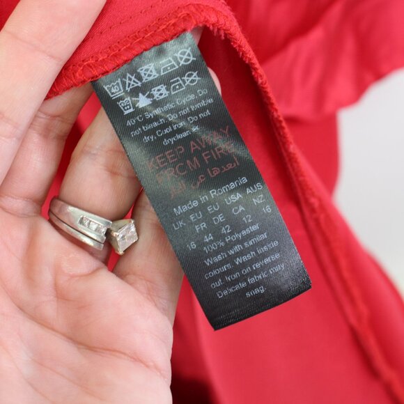 Nasty Gal Satin Ruffle Wrap Maxi Dress Red‎ Size 12 - Picture 6 of 7